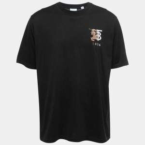 Burberry Black Cotton Hesford TB Monogram T-Shirt XL