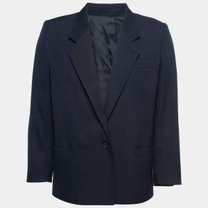 Burberry Vintage Navy Blue Wool Blend Single-Breasted Blazer XXL