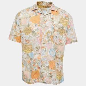 Burberry Multicolor Floral Printed Cotton Short Sleeved Shirt L