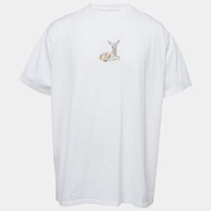 Burberry White Bambi Print Cotton Crew Neck T-Shirt XXL