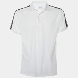 Burberry White Cotton Pique logo Band Detail Stonely Polo T-shirt S