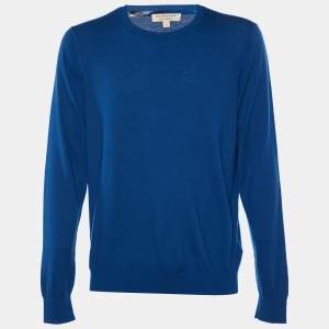 Burberry Navy Blue Cashmere Crewneck Jumper XL