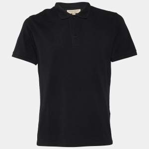 Burberry Black Cotton Pique Polo T-Shirt L