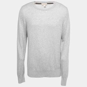 Burberry Grey Cotton & Cashmere Knit Pullover 2XL