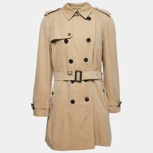 Burberry Beige Cotton Gabardine Belted Trench Coat 3XL