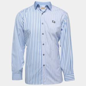 Burberry Blue Striped Cotton Button Front Shirt M