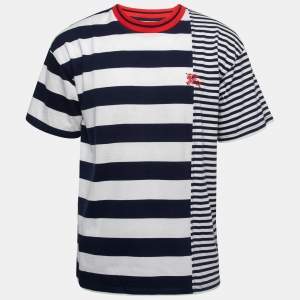 Burberry Blue Striped Cotton Crewneck T-Shirt M