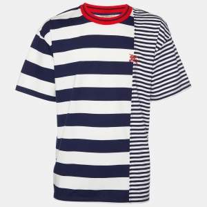 Burberry Blue Striped Cotton Knit Crewneck T-Shirt XL