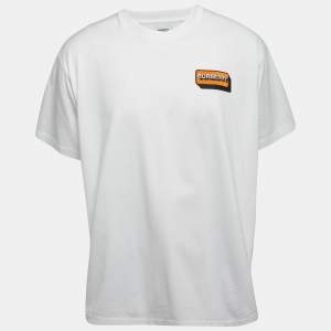 Burberry White Cotton Logo Applique T-Shirt L