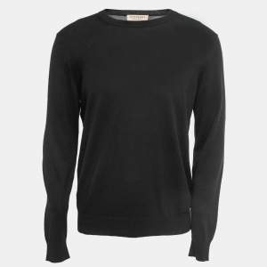 Burberry Black Wool Crew Neck Pullover L