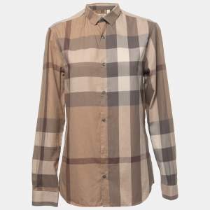 Burberry Brit Beige Novacheck Cotton Button Front Shirt S