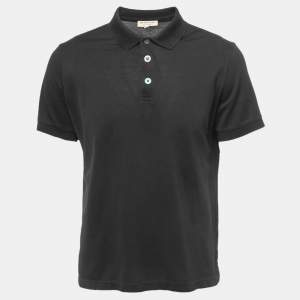 Burberry Black Cotton Pique Polo T-Shirt L