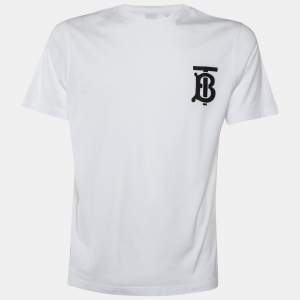 Burberry White Logo Printed Cotton Knit Crewneck T-Shirt S