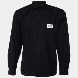 Burberry Black Logo Pocket Detail Cotton Button Front Shirt L