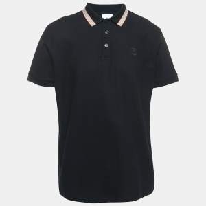Burberry Black Cotton Icon Stripe Polo T-Shirt XL