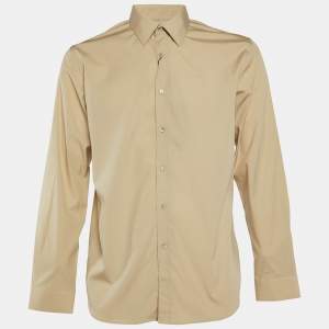 Burberry Beige Cotton Button Front Full Sleeve Shirt L