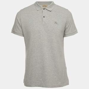 Burberry Grey Cotton Pique Polo T-Shirt L