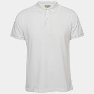 Burberry White Cotton Pique Polo T-Shirt L