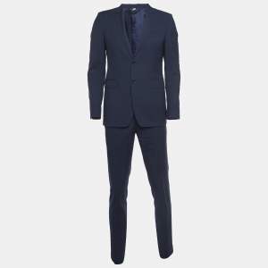 Burberry Navy Blue Wool Single Breasted Suit M