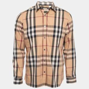 Burberry Brown Checked Cotton Long Sleeve Shirt L