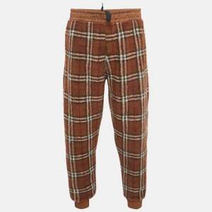 Burberry Brown Dimitri Check Fleece Joggers XXL
