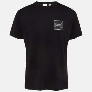 Burberry Black Cotton Knit Badge Detail Crew Neck Tshirt XXS