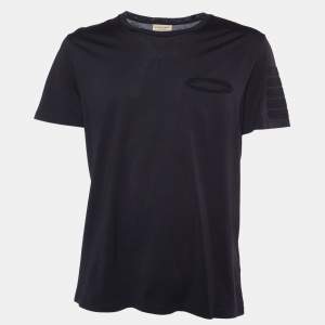 Burberry Black Cotton Sleeve Detail Crew Neck T-Shirt XL