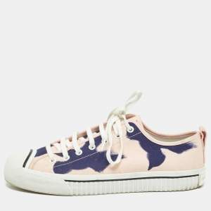 Burberry Pink/Navy Blue Canvas Cap Toe Lace Up Sneaker Size 44