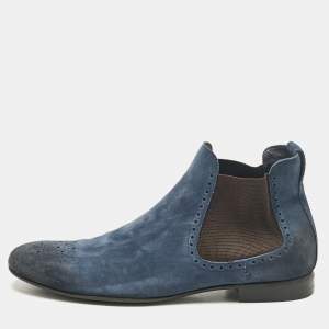 Burberry Blue Suede Ankle Length Boots Size 45