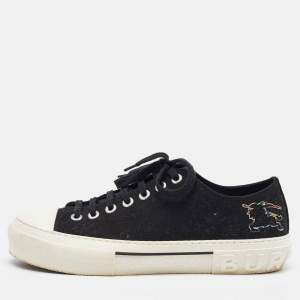 Burberry Black Canvas Jack Print Low Top Sneakers Size 44
