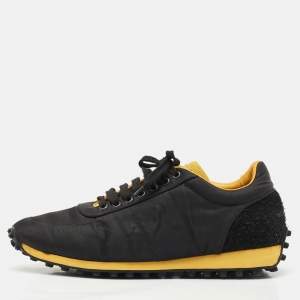 Burberry Black/Yellow Nylon and Suede Low Top Sneakers Size 43