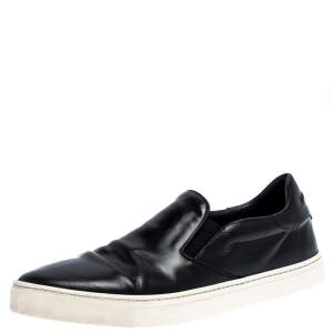 Burberry Black Leather Slip On Sneakers Size 43