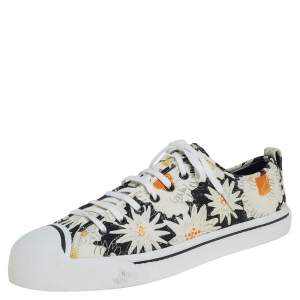 Burberry Black Floral Print Canvas Kingly Low Top Sneakers Size 46