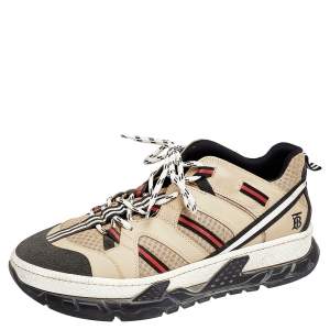 Burberry Beige Leather And Mesh RS5 Low Top Sneakers Size 44