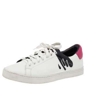Burberry White/Pink Leather Westford Splash Low Top Sneakers Size 44