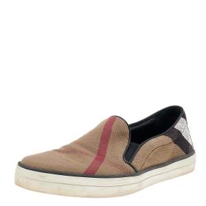 Burberry Brown/Black Canvas Gauden Slip on Sneakers Size 39