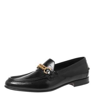 Burberry Black Leather Chain Slip On Loafer Size 44