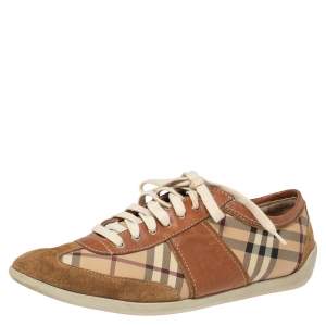Burberry Beige Suede And Canvas Low Top Sneakers Size 41