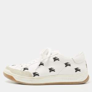 Burberry White Leather Timsbury Low Top Sneakers Size 44.5 