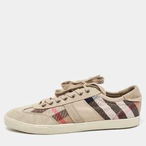 Burberry Grey  Suede and Novacheck Canvas Low Top Sneakers Size 43