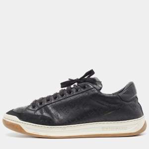 Pre Owned Burberry Black Perforated Check Leather Westford Low Top Sneakers Size 44.5