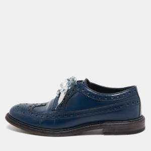 Burberry Blue Brogue Leather Alexton Lace Up Oxford Size 42.5