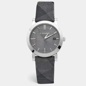 Burberry Grey Stainless Steel Canvas The City BU1758 Men's Wristwatch 38 mm