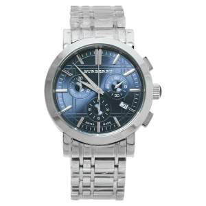 Burberry Blue Stainless Steel Heritage Chronograph BU1360 Men's Wristwatch 40 mm