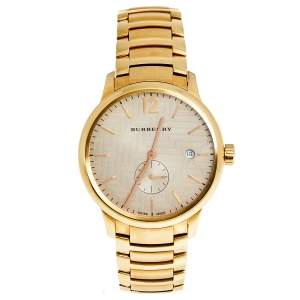 Burberry Champagne Rose Gold Plated Stainless Steel Classic Round BU10013 Men's Wristwatch 40 mm
