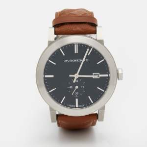 Burberry Black Stainless Steel Leather The City BU9905 Men's Wristwatch 42 mm