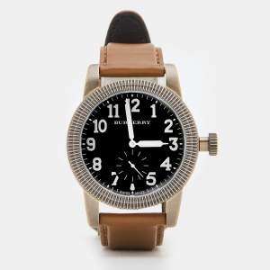 Burberry Black Ion Plated Stainless Steel Leather Military BU7831 Men's Wristwatch 40 mm 