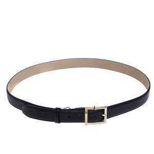 Bvlgari Black Leather  Buckle Belt 110CM