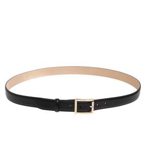 Bvlgari Black Leather Buckle Belt 110CM