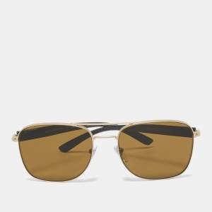 Bvlgari Matte Gold/Black 5050 Polarized Square Sunglasses